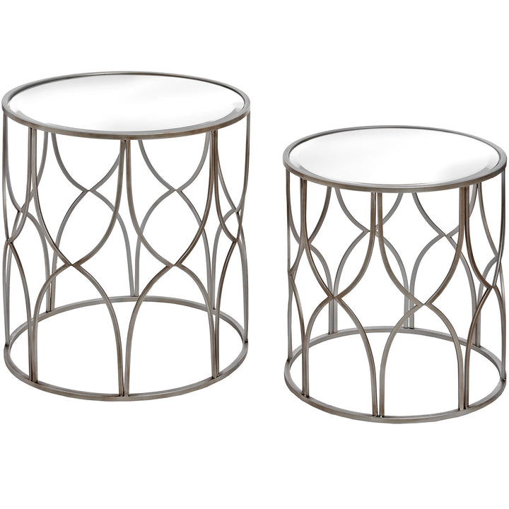 Set Of Two Silver Side Table