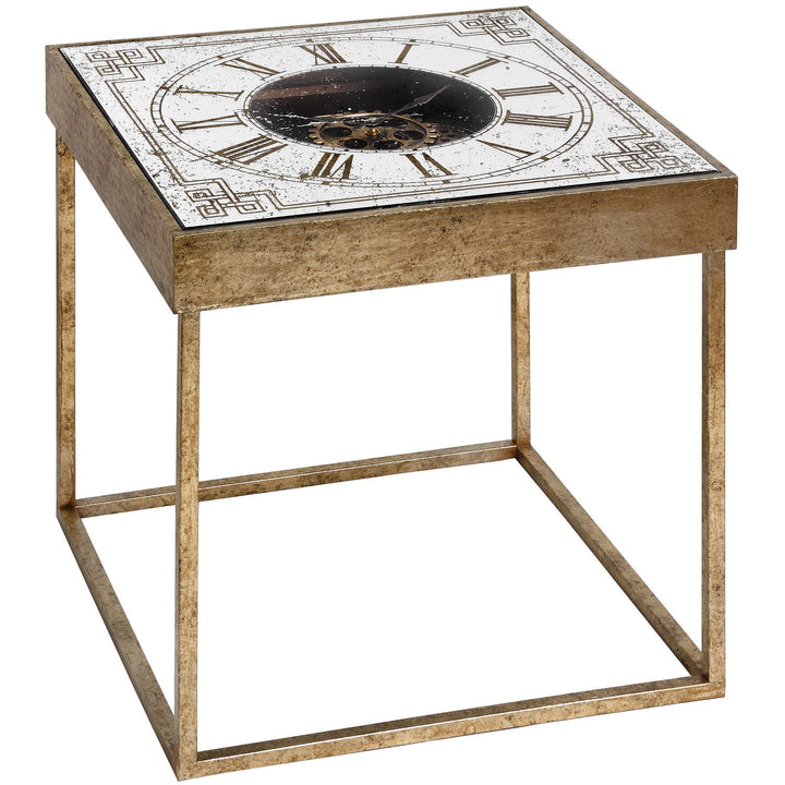 Ethan Square Framed Clock Table With Moving Mechanism