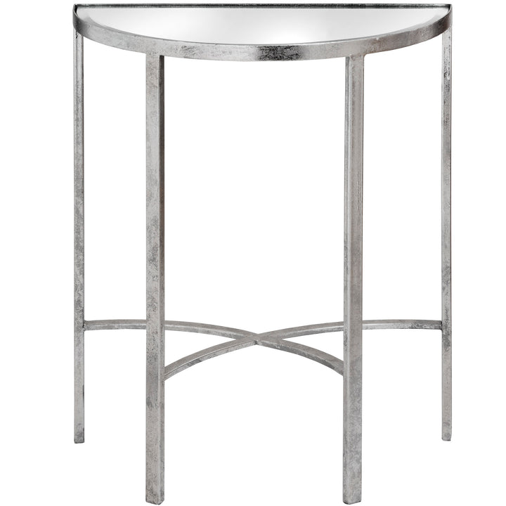 Vernon Silver Half Moon Table With Cross Detail