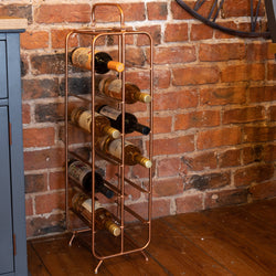 Industrial Inspired Copper Finished 12 Bottle Wine Holder