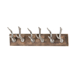 Silver Stag Hooks On A Wooden Board