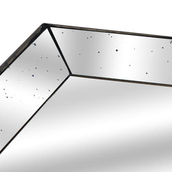 Vienna Distressed Mirrored Square Tray W/Wooden Detailing