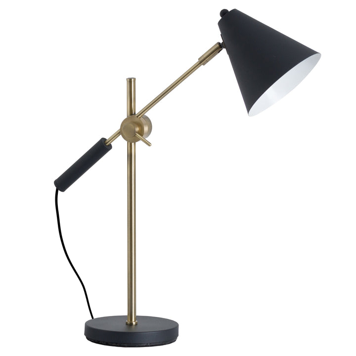 Jet Black And Brass Adjustable Desk Lamp