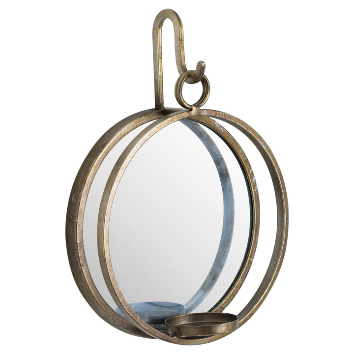 Willow Large Bronze Wall Hanging Mirrored Candle Holder