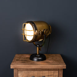 Brass And Black Industrial Spotlight Table Lamp
