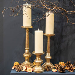 Brass Effect Tall Candle Holder