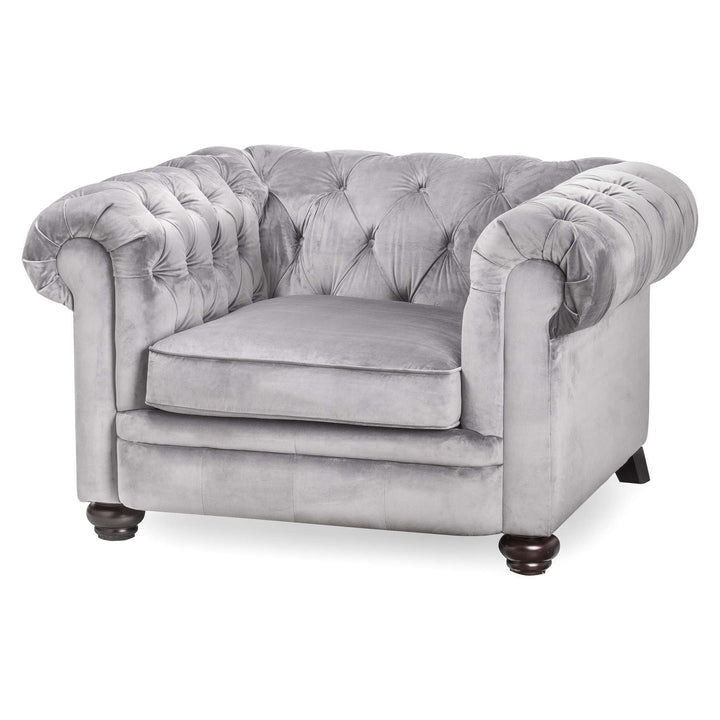 Gill Grey Velvet Chesterfield Chair