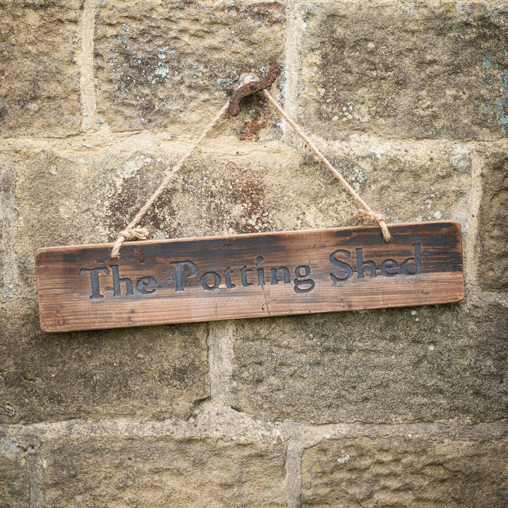 The Potting Shed Rustic Wooden Message Plaque