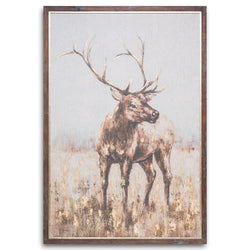 Large Stag On Cement Board With Frame