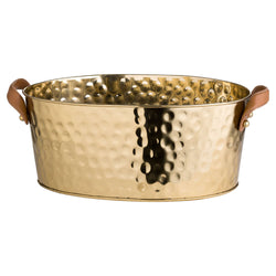 Hammered Effect Large Leather Handled Champagne Cooler