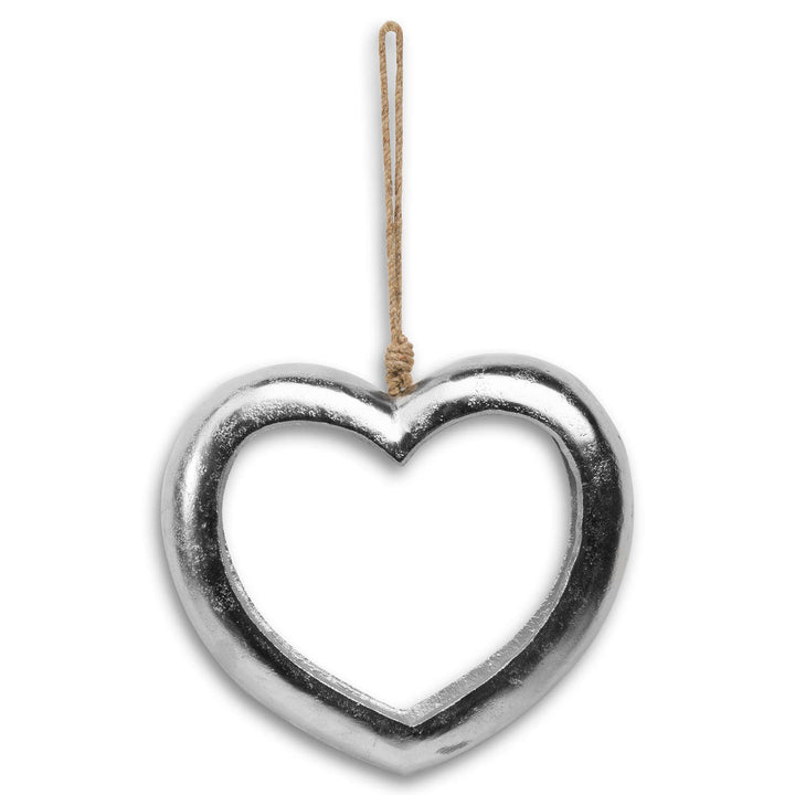 Large Casted Silver Cut Out Heart