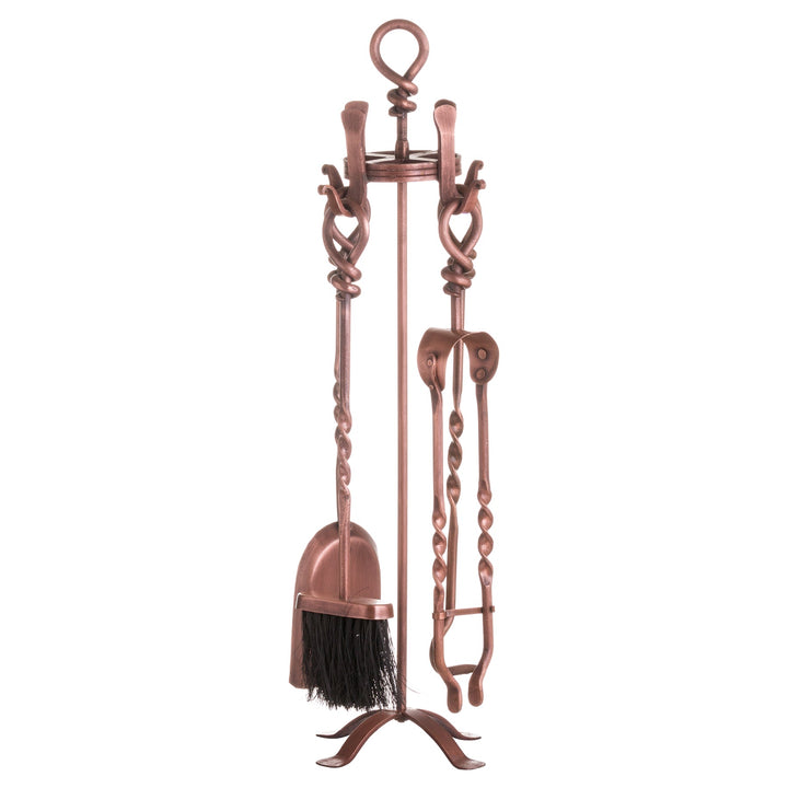 Hand Turned Loop Top Companion Set Copper Finish