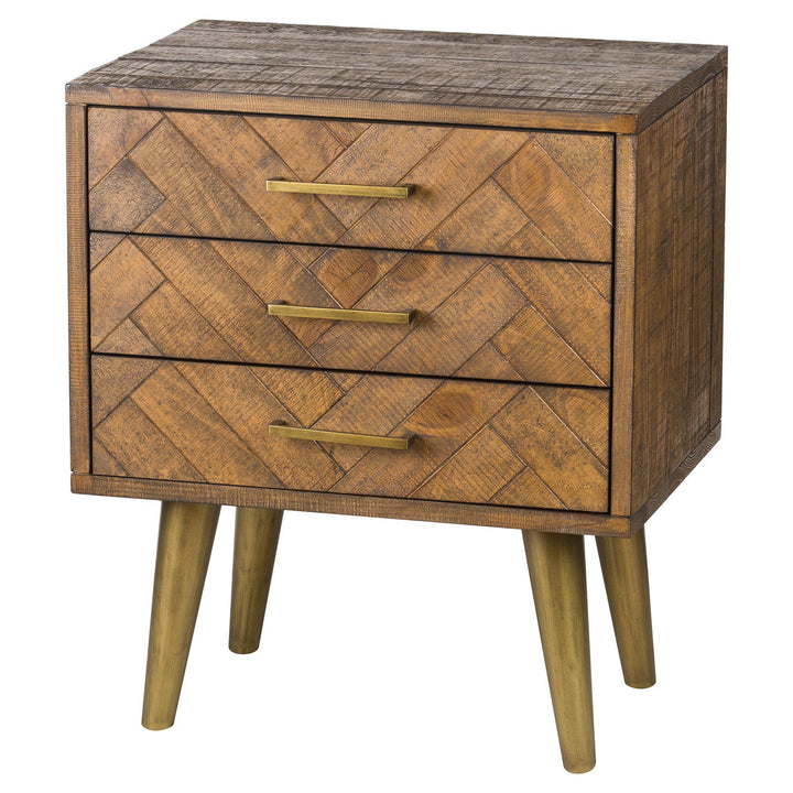Bali Gold 3 Drawer Bedside Table