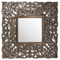 The Abbey Grey Wash Carved Mirror