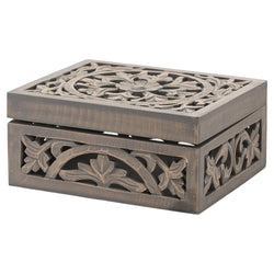 Tilda Carved Grey Wash Wooden Box