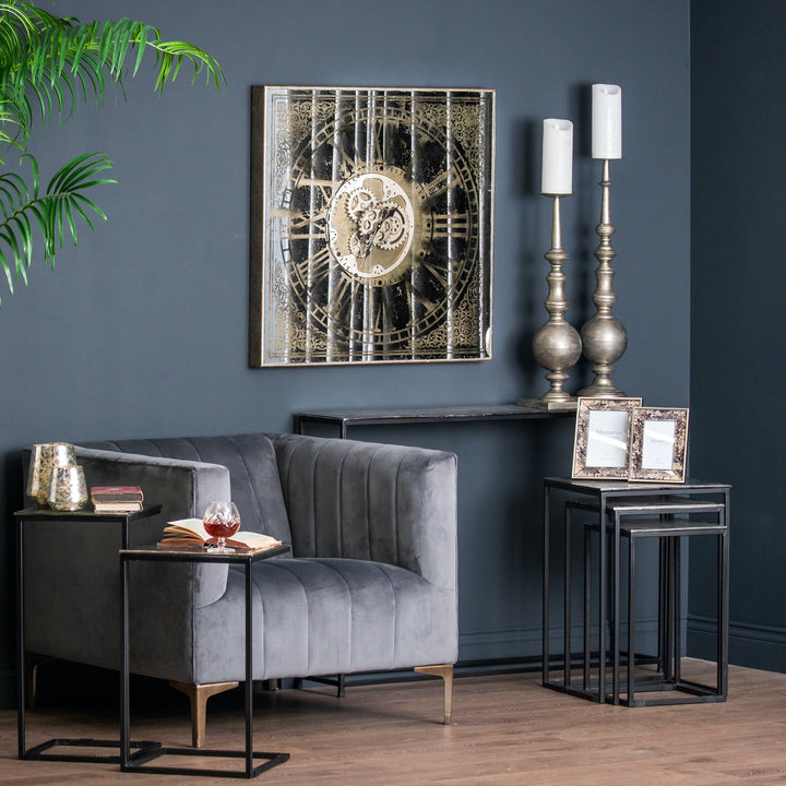 Emperor Grey Velvet Armchair
