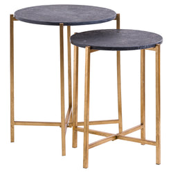 Stanley Set Of 2 Gold And Black Marble Tables
