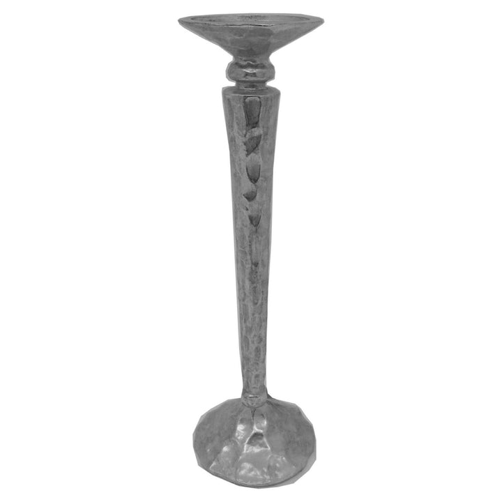 Silver Hammered Medium Candle Holder