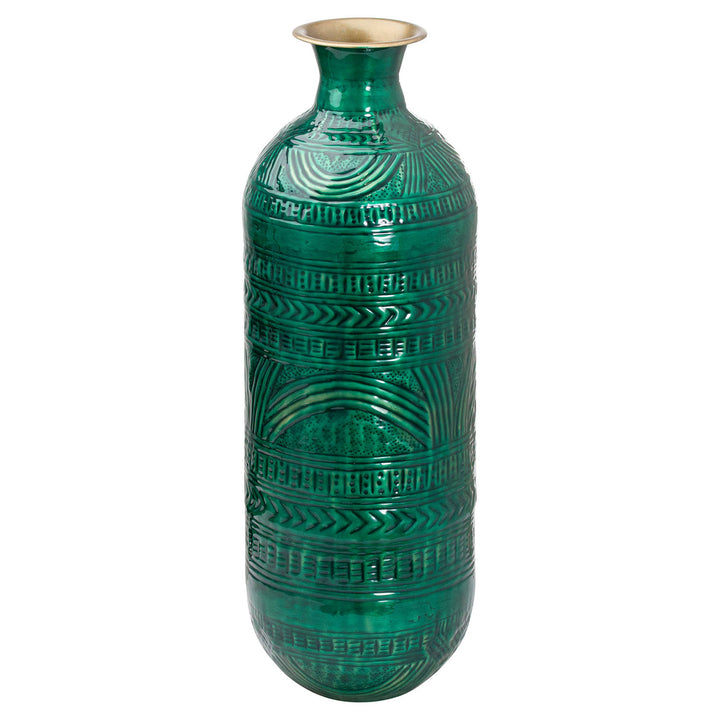 Maya Collection Brass Embossed Ceramic Dipped Lebes Vase