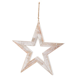 Large White Wooden Twinkle Star