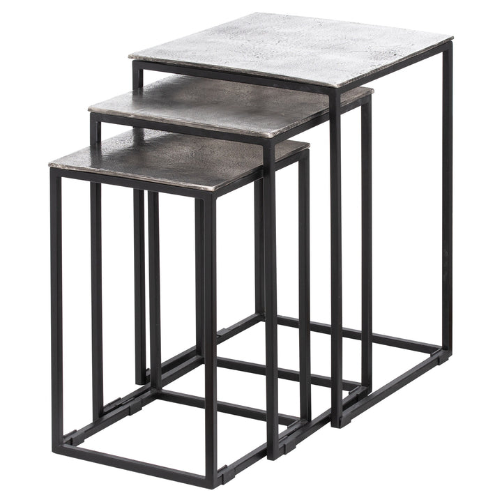 Distressed Silver Nest Of Three Tables